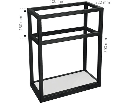 Waschtischunterschrank Gestell aus Metall mit den Maßen 400 mal 220 mal 500 Millimeter