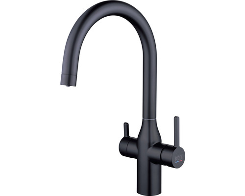 Küchenarmatur mit hohem Auslauf und zwei Griffen