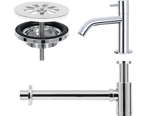 Waschtischarmatur, Siphon und Ablaufgarnitur