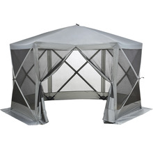 Pavillon GARDEN PLACE Hexagon mit Seitenwänden 180 x 230 cm silber