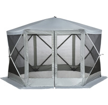 Pavillon GARDEN PLACE Hexagon mit Seitenwänden 180 x 230 cm silber