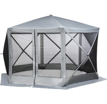 Pavillon GARDEN PLACE Hexagon mit Seitenwänden 180 x 230 cm silber