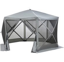 Pavillon GARDEN PLACE Hexagon mit Seitenwänden 180 x 230 cm silber