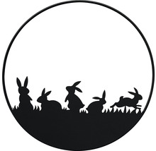 Dekoration mit Hasenmotiv im runden Rahmen