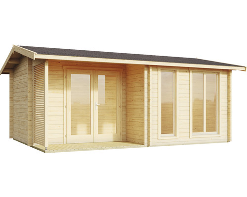 Holzgartenhaus mit Doppeltür und Fenstern