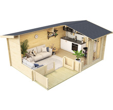 Gartenhaus Outdoor Life Brighton 70 mm inkl. Fußboden 580 x 430,8 cm natur