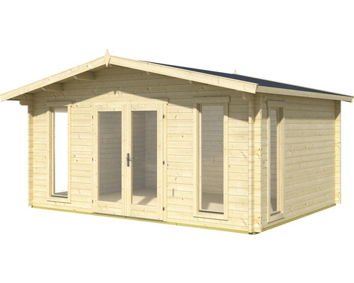 Holzgartenhaus mit Doppeltür und Fenstern