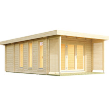 Holzgartenhaus mit Fenstern und Doppeltür