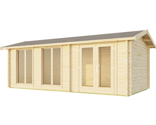 Holzgartenhaus mit Fenstern und Doppeltür