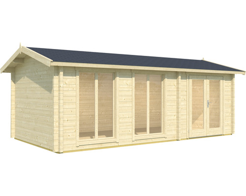 Holzgartenhaus mit Fenstern und Doppeltür