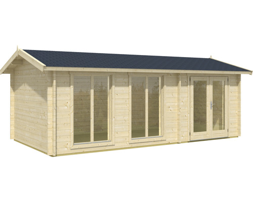 Holzgartenhaus mit Fenstern und Doppeltür