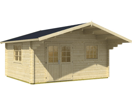 Holzgartenhaus mit Satteldach, Doppeltür und Fenstern