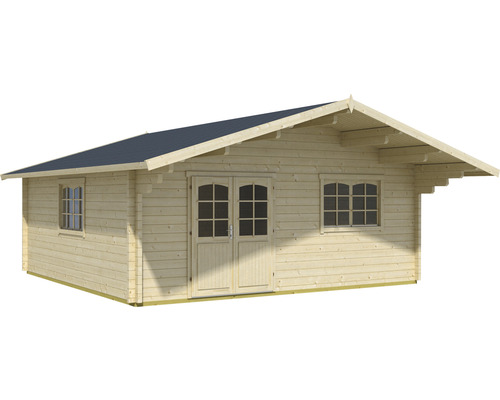 Holzgartenhaus mit Doppeltür und Fenstern