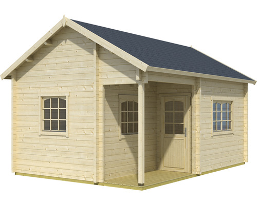 Holzgartenhaus mit Dach, Tür und Fenstern