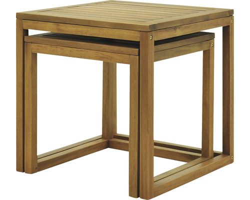 Zwei quadratische Satztische aus Holz