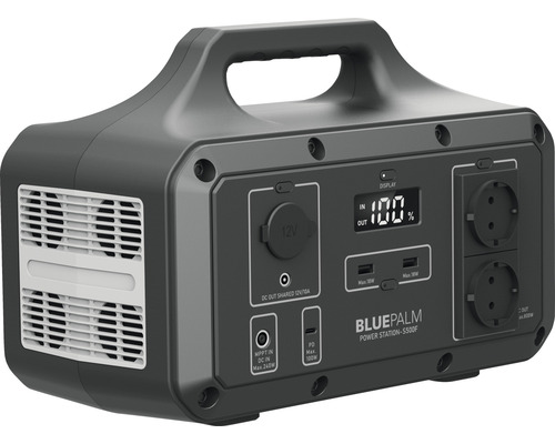 Tragbare BluePalm Powerstation mit Display, Steckdosen und USB Anschlüssen
