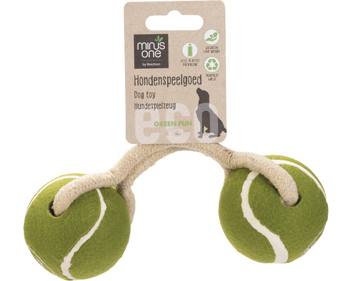 Hund Spielzeug beeztees Minus one Duo Tennisball Cord grün braun 6 x 21 cm