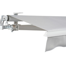 SOLUNA Gelenkarmmarkise Concept 3,5x2,5 Stoff Dessin 7552 Gestell Silber E6EV1 eloxiert Antrieb links inkl. Kurbel