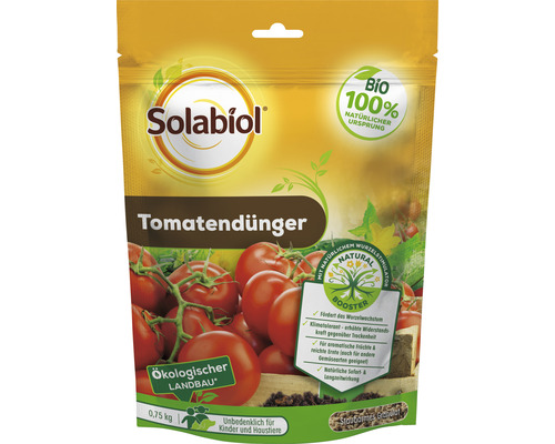 Tomatendünger Solabiol Tomatendünger Granulat 0,75 kg Solabiol Tomatendüngerpackung mit Tomatenabbildung