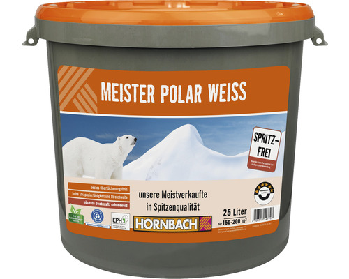 HORNBACH Wandfarbe Meister Polarweiß weiß spritzfrei konservierungsmittelfrei 25 L