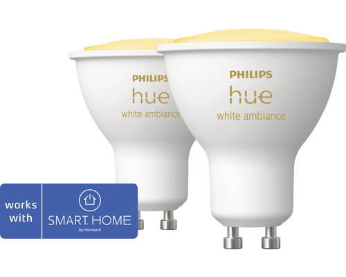 Philips hue Reflektorlampe White Ambiance dimmbar weiß GU10 2x 4,3W 2x 350 lm warmweiß- tageslichtweiß 2 Stk
