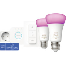 Philips hue Lampe White & Color Ambiance Starter-Set 2x E27/9W 1100 lm RGBW 2000- 6500 K inkl Bridge + Dimmschalter + Smart Plug - Kompatibel mit SMART HOME by hornbach-thumb-0