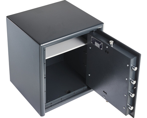 Geöffneter Tresor mit einem Fachboden