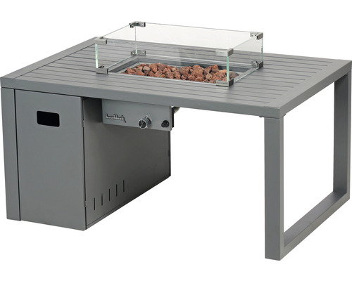 Buschbeck Gasfeuertisch mit Glasaufsatz und Lavasteinen