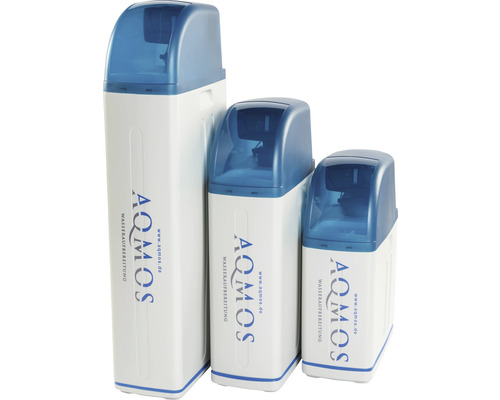 Drei Aquamos Wasserenthärtungsanlagen in verschiedenen Größen