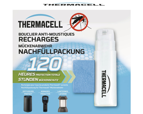 Mückenschutz Thermacell Mückenabwehr Nachfüllpackung geeignet für alle Thermacell Geräte, enthält 10 Gaskartuschen und 30 Wirkstoffplättchen für bis zu 120 Std, geruchlos