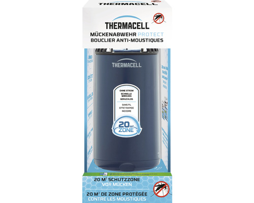 Mückenschutz Thermacell Mückenabwehr Protect Navyblue im Freien, inkl. 1 Gaskartusche und 3 Wirkstoffplättchen, bis zu 20m² Schutzzone, geruchlos, lautlos, flexibel ohne Strom, blau