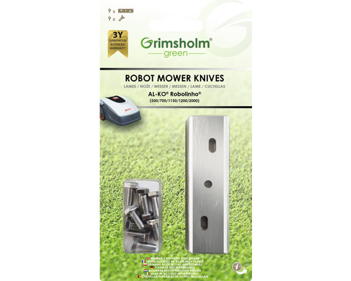 Messer für Mähroboter AL-KO Robolinho 500/700/1150/1200/2000 (für E Modelle), 9 Stück Grimsholm Green Robotermäher Messer und Schrauben für AL-KO Robolinho
