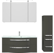 Badezimmerset mit Waschtischunterschrank, Spiegelschrank und Hochschrank