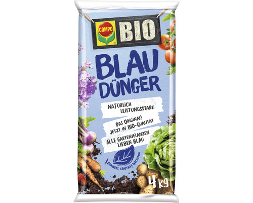 COMPO Bio Blaukorn Dünger, 4 Kilogramm Packung für Gartenpflanzen