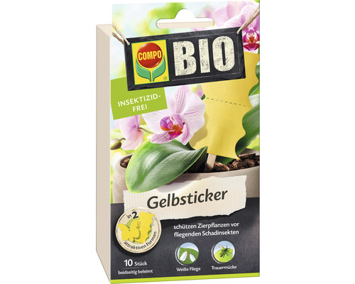 Packung Compo Bio Gelbsticker zum Schutz von Zierpflanzen vor Schadinsekten