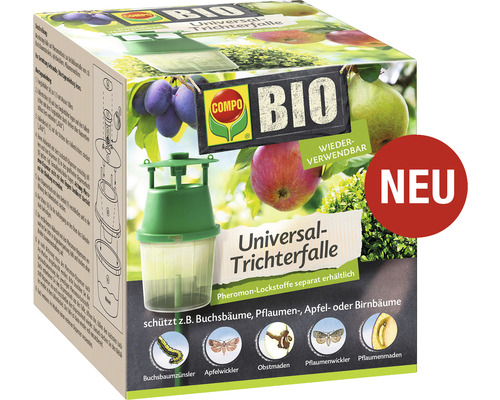 Universal-Trichterfalle COMPO BIO 6x1 schützt Buchsbäume, Pflaumen-, Apfel- oder Birnbäume Pheromon-Lockstoffe separat erhältlich