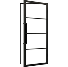 Schwarze Innentür mit vier Glasscheiben und einem Griff