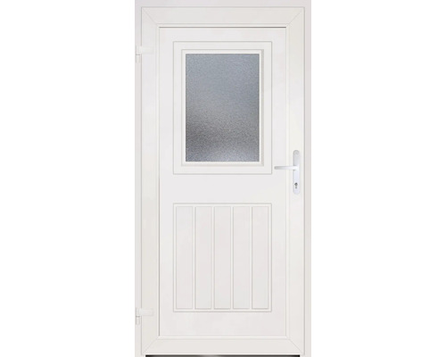 Weiße Tür mit Glaseinsatz