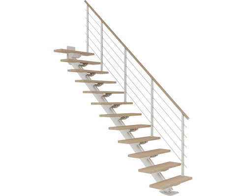 Pertura Mittelholmtreppe Zelos Weiß Gerade 75 cm Eiche Lackiert 12 Stufen / 13 Steigungen