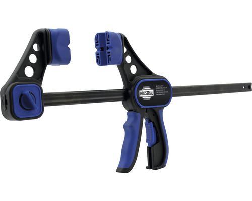 Industrielle Schraubzwinge aus Stahl und Kunststoff