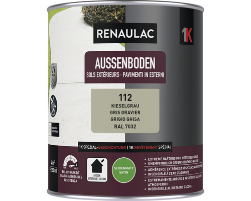 RENAULAC Aussenbodenfarbe seidenmatt kieselgrau 0.75 l Renaulac Außenbodenfarbe Kieselgrau im Farbbehälter