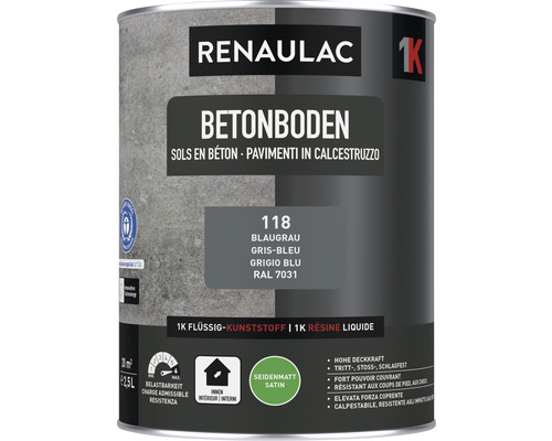 RENAULAC Betonbodenfarbe seidenmatt blaugrau 2.5 l Renaulac Betonbodenfarbe für Innen, Gebindegröße 2,5 Liter