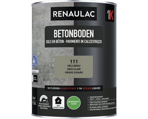 RENAULAC Betonbodenfarbe seidenmatt hellgrau 2.5 l Renaulac Betonboden Farbe, hellgrau, seidenmatt, im Gebinde