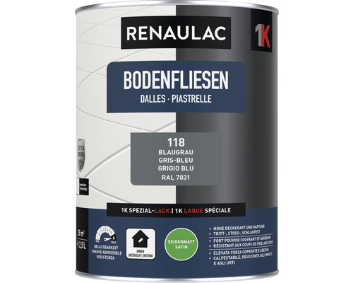 RENAULAC Bodenfliesenfarbe seidenmatt blaugrau 2.5 l Renaulac Bodenfliesen Lack Dose