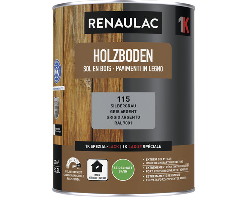 RENAULAC Holzbodenfarbe seidenmatt silber 2.5 l