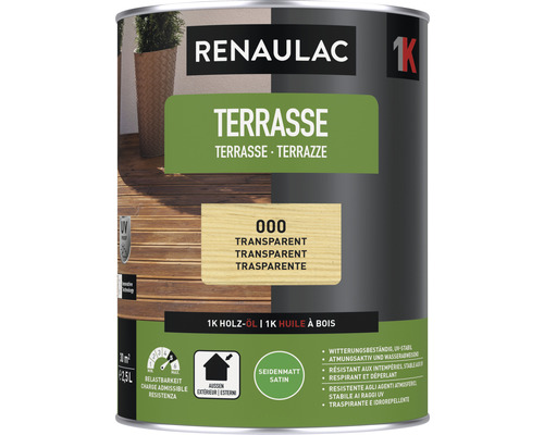 RENAULAC Terrassenöl seidenmatt transparent 2.5 l Renaulac Terrassen Holzöl, transparent, seidenmatt, 2,5 Liter