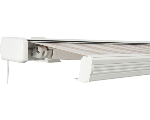 SOLUNA Kassettenmarkise Exquisit 2,5x2 Stoff Dessin 6171 Gestell RAL 9010 reinweiß Anrtrieb links ink. Motor und Wandschalter SOLUNA Kassettenmarkise Exquisit 2,5x2 Stoff Dessin 6171 Gestell RAL 9010 reinweiß Anrtrieb links ink. Motor und Wandschalter