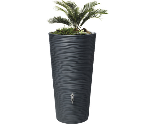 Regentonne mit Pflanzeinsatz und Wasserhahn