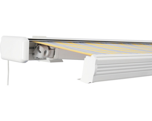 SOLUNA Kassettenmarkise Exquisit 6x3,5 Stoff Dessin 6292 Gestell RAL 9010 reinweiß Anrtrieb links ink. Motor und Wandschalter SOLUNA Kassettenmarkise Exquisit 6x3,5 Stoff Dessin 6292 Gestell RAL 9010 reinweiß Anrtrieb links ink. Motor und Wandschalter
