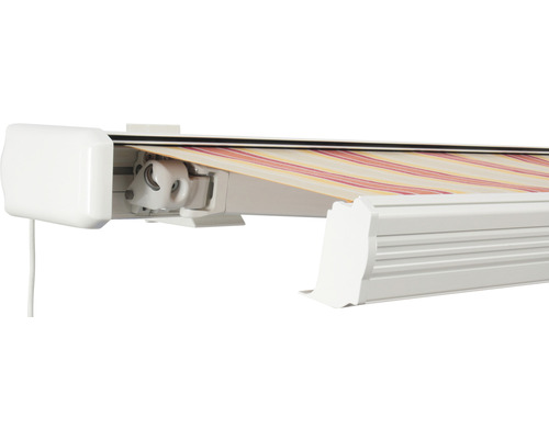 SOLUNA Kassettenmarkise Exquisit 6x2 Stoff Dessin 8430 Gestell RAL 9010 reinweiß Anrtrieb links ink. Motor und Wandschalter SOLUNA Kassettenmarkise Exquisit 6x2 Stoff Dessin 8430 Gestell RAL 9010 reinweiß Anrtrieb links ink. Motor und Wandschalter